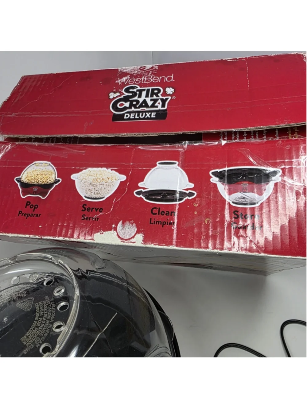 WEST BEND Stir Crazy Deluxe Electric Popcorn Popper Model 82310 NO Butter Lid